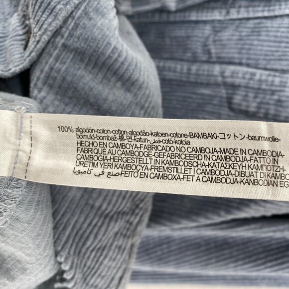 ZARA Jacket Womens S Wide Wale Corduroy Trucker Oversized Fringed Button Up Blue - Picture 10 of 13